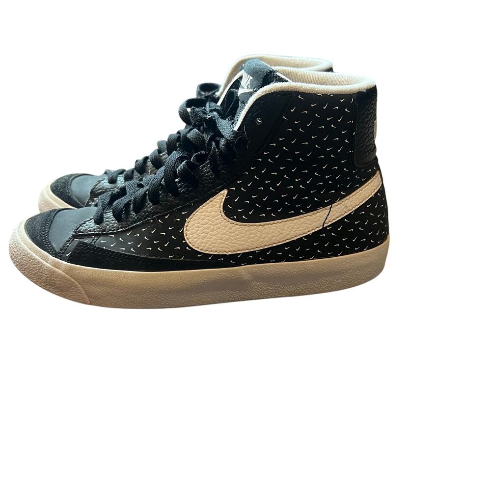 Y2K Sneaker Black White Nike Blazer Retro Skater Polka Swoosh High Top Size 6Y